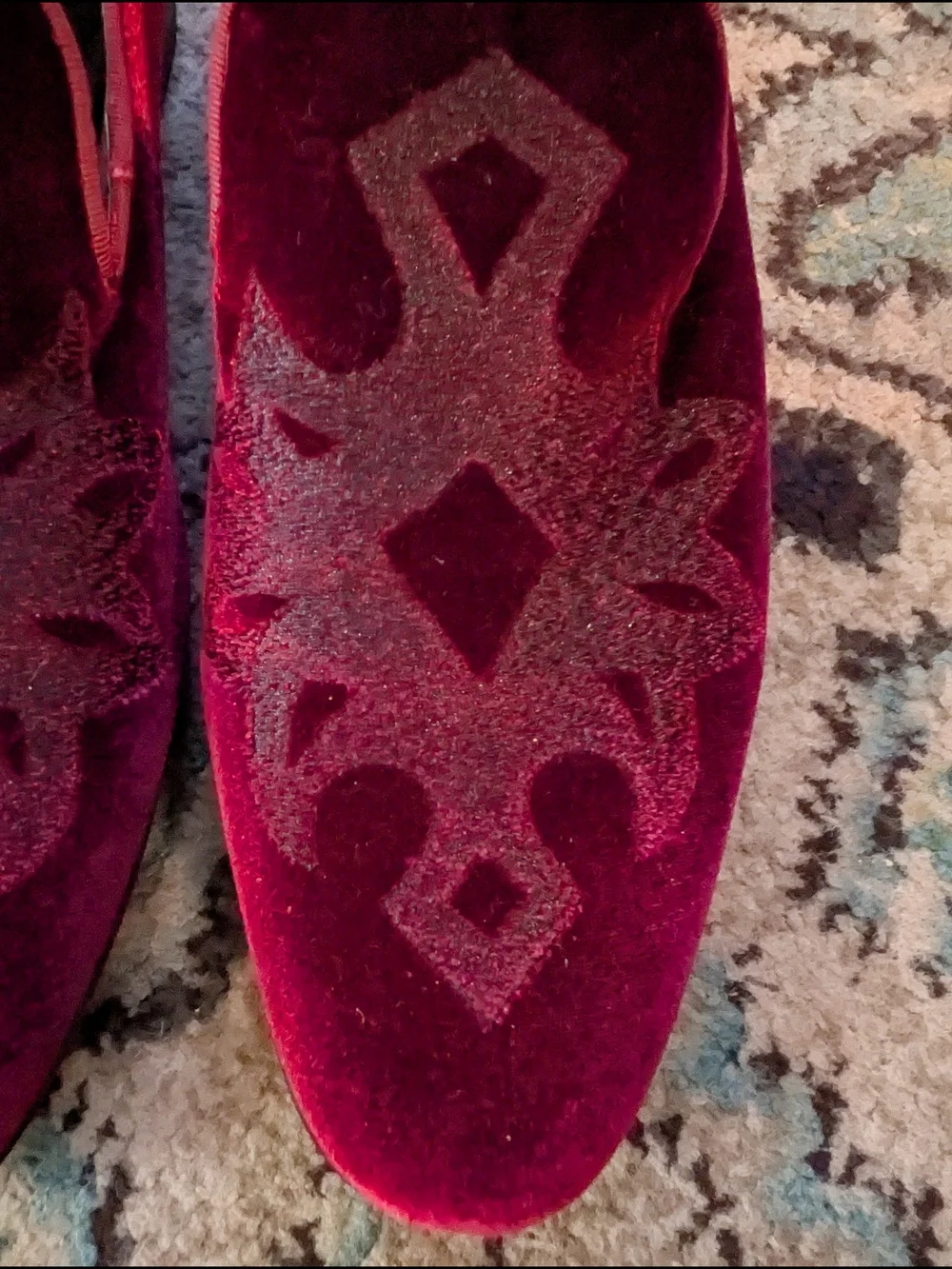 Steve Madden Men's Lorax Burgundy Velvet Embroidered Slip-On Loafers